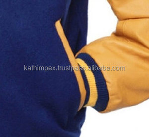 Veste d'université bleu royal or personnalisée corps en laine manches en cuir fermeture à bouton pression vêtements d'extérieur pour le printemps stock prêt - Product Image 5