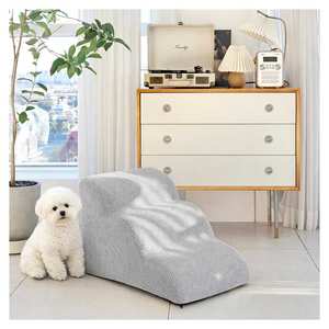 [AllmioPet] Marchepieds pour animaux de compagnie en tissu doux nuage, 3 marches, gris AMP 3 GR, escalier pour chien et chat pour une vie intérieure confortable - Product Image 1