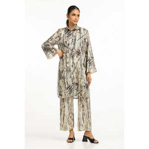 Conjunto Casual de Dos Piezas para Mujer, Color Marrón, Chifón, Primavera/Verano, Talla XS - Product Image 4