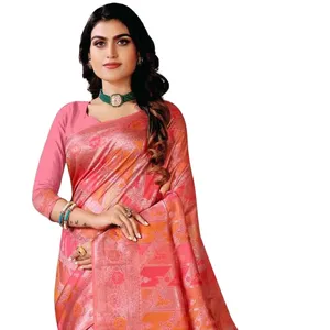 Мы запускаем красивые этнические дизайнерские ткацкие рабочие сари Rangkart Катан шелковая ткань индийская Пакистанская одежда