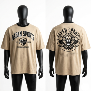 T-shirt homme oversize en coton premium, broderie vintage, impression en relief, logo personnalisé, 100% coton, coupe ample, imprimé. - Product Image 2