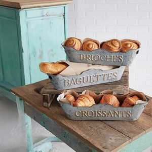 Juego de 3 bandejas de servicio de Metal galvanizado rústico, bandeja de mayordomo de almacenamiento decorativa redonda hecha a mano con mango cubierto de cuerda - Product Image 4