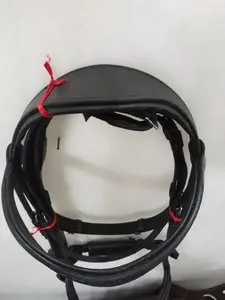 Brida acolchada de cuero anatómico de cuero negro con piedra de color negro y brida de doma acolchada de La India... - Product Image 4