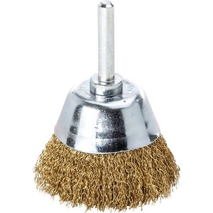 Flat <b>Brush</b> 50mm Diameter 6mm Shank 0.2mm Brass Wire 10500 RPM LESSMANN - Product Image 1