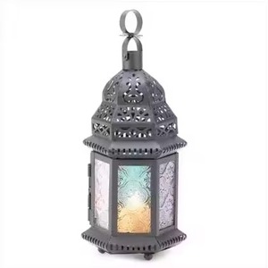 Farol de Hierro Dorado Estilo Marroquí para Decoración del Hogar, Iluminación para Festivales de Ramadán, Farol de Pie - Product Image 3