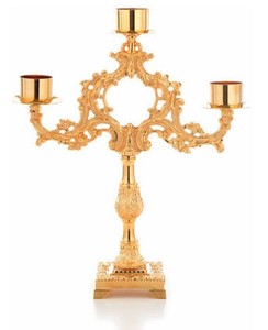 Menorah en laiton avec base 7 bras bougeoir fournitures d'église utilisation décorative d'église - Product Image 3