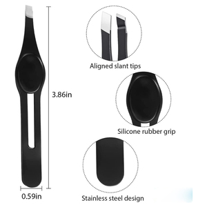 Pinces à épiler inclinées de couleur noire pour l'épilation, pinces à épiler pour l'épilation avec poignée pour le pouce - Product Image 2