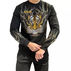 SALAMIN, nuevos deportes de invierno para hombre, ropa de entrenamiento para trotar, chándales con capucha de estilo único, diamantes de imitación, colores invertidos sólidos - Product Image 2