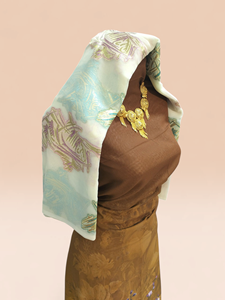 Conjunto de Vestido de Novia Ecológico para Niñas Dirac con Chal Crema con Estampado Floral y Bordado Amarillo en Algodón - Product Image 2