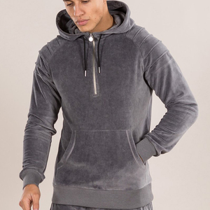 Ensemble de survêtement en velours pour homme de luxe, sweat à capuche et jogging slim, velours personnalisé, vêtements de sport décontractés d'hiver avec fermeture éclair, style streetwear - Product Image 4