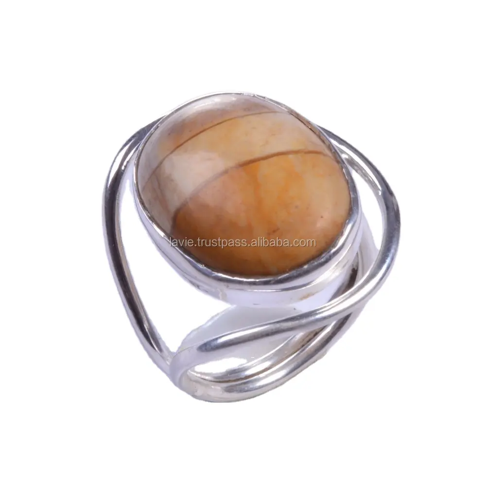 Wholesale brecciated mookaite gemstone rings handmade fine jewelry rings 925 silver jewelry sterling