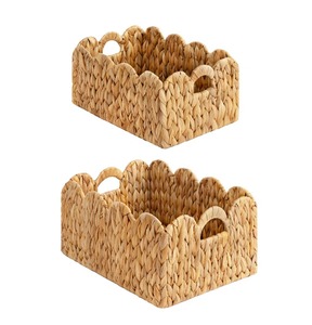 Handwoven Water <b>Hyacinth</b> Storage <b>Baskets</b> With Scalloped Edges Handmade Storage <b>Basket</b> Wholesale eco-friendly Made in Vietnam - Product Image 1