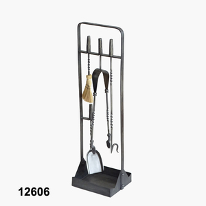 Iron Black Fireplace <b>Tool</b> Set Heavy Duty, Metal Black <b>Fire</b> Set with Poker, Shovel, Tongs, Brush, Stand for Indoor & Outdoor - Product Image 2