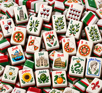 Tuiles de Mahjong personnalisées à double et triple couche en acrylique doré et blanc, thème Italie, 160 pièces, ensemble de Mahjong américain, divertissement à domicile