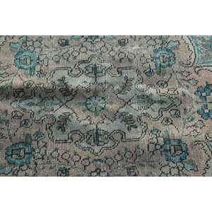 Alfombra de 6.6x9.5 pies, Alfombra Turca Vintage, Alfombra Azul Sólida - Product Image 5