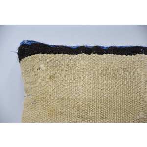 12x24 Inch Beige Wool Kantha Patchwork <b>Pillow</b> Luxury Vintage Embroidered Square Silk Plaid Print for Home Seat or Floor Use - Product Image 2