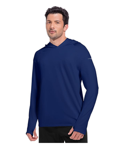 men's Long sleeve fishing shirt lightweight <b>thin</b> athletic workout <b>hoodie</b> Polyester Spandex Soft and Breathable - Product Image 4