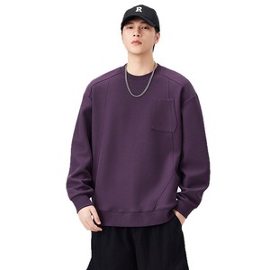Sweat-shirt tendance de marque, style américain, t-shirt à manches longues, couture, motif et couleur unis, coupe ample, sweat-shirt pour homme - Product Image 5