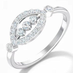 Bague pour femme en or 14 carats et diamants naturels, design Vaidya, 23 diamants blancs taille brillant |   Bijoux de luxe 0,30 carats pour tous les jours - Product Image 1