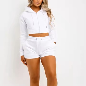 Nouvel arrivage Ensemble short à capuche pour femmes de qualité supérieure Motif solide et confortable Polaire écologique Taille 6XL-pour - Product Image 6