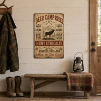 Plaque Métallique Rétro « Code du Chasseur » avec Citation Vintage sur la Chasse au Cerf, Décoration Murale pour Cabane et Lodge, Art Mural en Métal