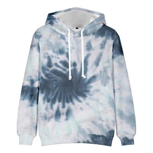Sweat à capuche unisexe tie-dye 100% coton sweat d'hiver avec imprimé graphique brodé logo tendance personnalisable - Product Image 6