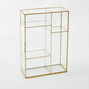 Mới được thiết kế trang trí nội thất hiện đại kim loại khung Jewelry Rack trong 3 Ngăn Lưu Trữ Organizer Máy tính để bàn hộp mỹ phẩm