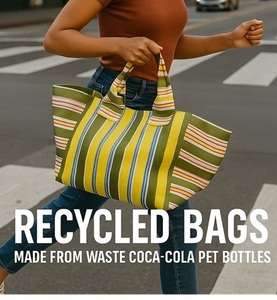 Sacs de plage en nylon recyclé tissé rayé fait à la main indien traditionnel unique sacs fabricant et fournisseur exportations - Product Image 4