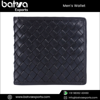 Dompet Pria Kulit Asli Gaya Vintage Terlaris, Anyaman Tangan, Lipat Dua, Fitur RFID Blocking, Custom
