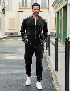 Mens Hooded Solid Tracksuit Side <b>Pockets</b> Full <b>Zip</b> <b>Hoodie</b> Sweatsuit 2 Pieces Running Jogging Sports Casual 100% Cotton Windproof - Product Image 4