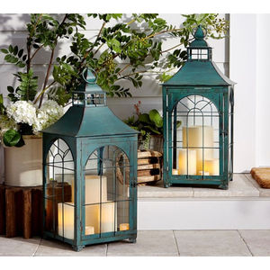 Lot de 2 lanternes en métal et verre cuivre design fabuleux lanterne de décoration de vaisselle classique à prix compétitif - Product Image 3