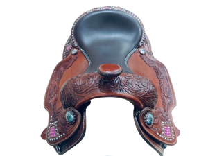 Silla de Montar WESTERN RENINIG COMFORTABLERIDING, Fabricada con Cuero de Búfalo Suave y Armazón de Madera, Tamaños Disponibles de 15 a 17 Pulgadas - Product Image 2