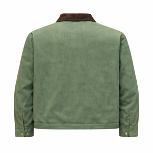 OEM Men's <b>Jacket</b> 14 Oz Washed Canvas Detroit <b>Jackets</b> Workwear Detroit <b>Jackets</b> With Custom Logo <b>Corduroy</b> Collar Casual <b>Jackets</b> - Product Image 3