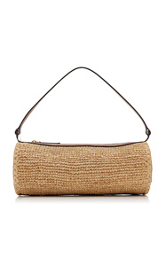 SHOULDER BUCKET RAFFIA <b>BAG</b> COMBINE REAL LEATHER - Product Image 2