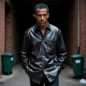 Moto Letterman cuero Casual camisas hombres ciclismo Casual cuero camisa hombres personalizado vaca cuero Letterman camisas hombres - Product Image 2