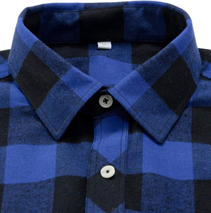 Chemise en flanelle à manches longues décontractée pour homme, bleu noir, 100% coton, logo personnalisé, streetwear classique, printemps, respirante, séchage rapide - Product Image 2