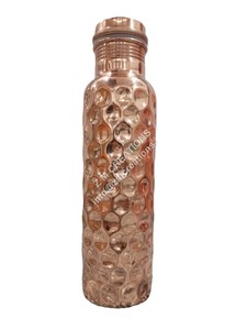 Handmade Customized Copper Water <b>Bottle</b> <b>with</b> Lid Shiny Polished Pure Copper Hammer Designs for Camping <b>Metal</b> Water <b>Bottles</b> - Product Image 4