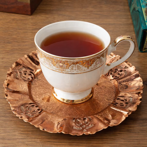 Ensemble de dessous-de-verre à thé de luxe, cadeau de mariage, dessous-de-verre en cuivre fait à la main, article cadeau en métal, style d'accessoires à thé du Moyen-Orient - Product Image 1