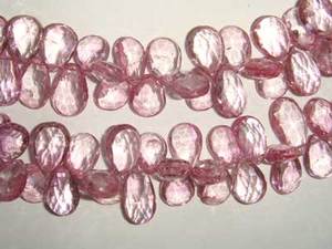 Pérolas de Cuarzo Rosa Facetadas en Forma de Pera, Piedras Preciosas Sueltas al por Mayor, Tamaño 6x10-7x12mm, Longitud 8 Pulgadas, para Fabricación de Joyería - Product Image 2