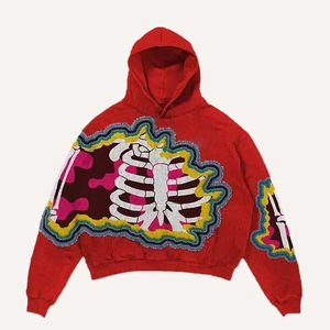 Sudadera con capucha extragrande con gráficos Y2K para hombre y mujer, de manga larga, térmica, de punto, con estampados de huesos, estilo hip hop, desgastada, para invierno - Product Image 6