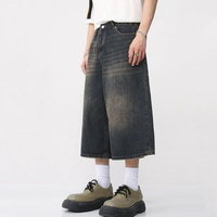 Short en jean de haute qualité jean droit décontracté en denim brut taille moyenne bouton décoration hommes jean en denim short en détresse
