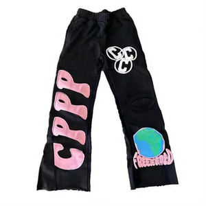 Pantalones de algodón de alta calidad 2025 para hombre, pantalones de chándal acampanados apilados para hombre, pantalones para correr con logotipo personalizado, Pantalones estampados para hombre - Product Image 6