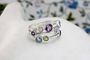 Anillo de piedras preciosas Cornucopia, anillo de Plata de Ley 925, joyería hecha a mano con piedras, regalo de trabajo para esposa, amor, anillos de novia - Product Image 4