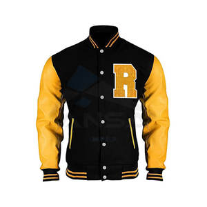 แจ็คเก็ตวาร์ซิตี้ดีไซน์ใหม่ราคาถูกสำหรับผู้ใหญ่ แจ็คเก็ตเบสบอลแบบมีตัวอักษรสำหรับฤดูหนาว สีดำสำหรับผู้ชาย บริการ OEM คุณภาพสูง - Product Image 6