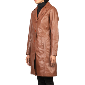 แจ็กเก็ตหนัง PU ขนแกะแท้ทรงยาวเข้ารูปสำหรับผู้หญิง2022สไตล์วินเทจขนาดเล็กสำหรับฤดูใบไม้ผลิฤดูใบไม้ร่วง - Product Image 4