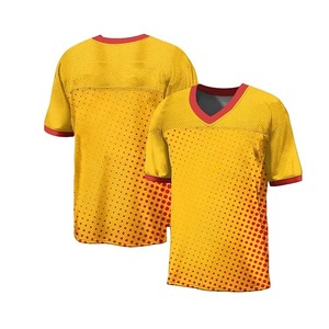 Haute qualité 100% Polyester respirant grande taille tissu maillot de Football américain unisexe été col en V maillot de football T-shirts - Product Image 2