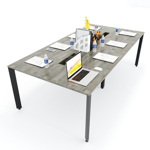 Contemporary Minimalist 120x240cm <b>Foldable</b> Conference <b>Table</b> <b>with</b> Triangular Iron <b>Legs</b> HBTA010 - Product Image 1