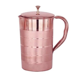Pichet à eau en cuivre avec couvercle en métal or rose personnalisé de haute qualité pour hôtel restaurant Pichet à eau en cuivre - Product Image 1
