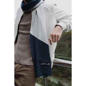 Ocean Blue Bufanda a rayas para hombre Textura suave gruesa Puzo Color Block Ropa de punto - Product Image 4