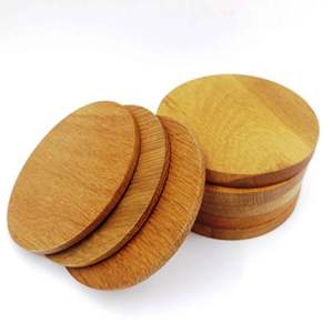 Ensemble de 8 sous-verres en bois ronds et incrustés d'os et de laiton faits à la main Fabriqué en Inde Tapis de cuisine avec incrustation de papier de pierre - Product Image 3